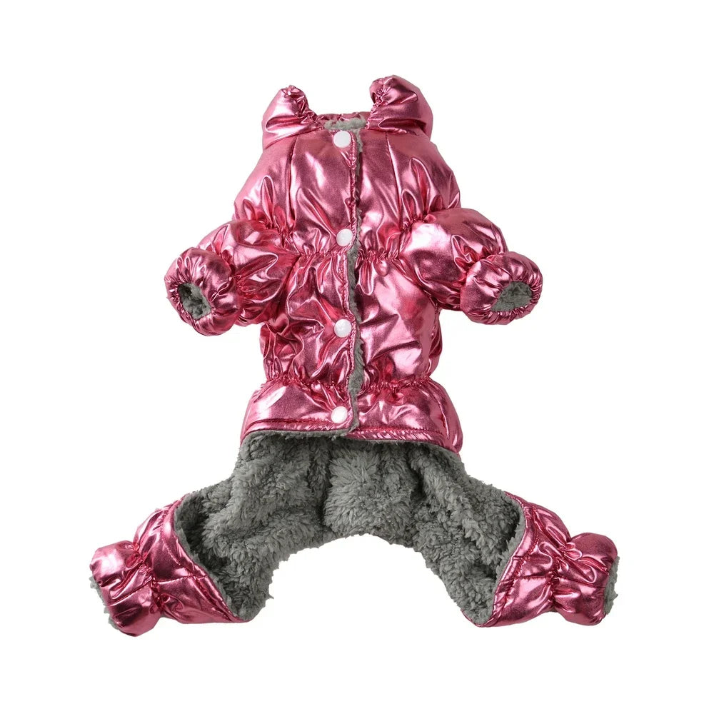 Winter Warm Dog Coat Clothes Thick Fleece Jumpsuit Overalls for Small Medium Dogs Waterproof Elastic Puppy Jacket Pet Outfits