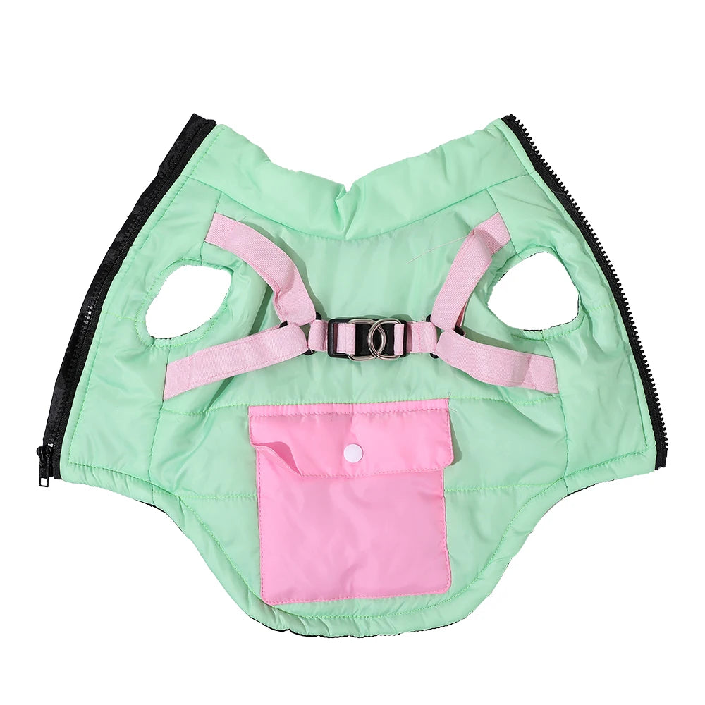Puppy Clothes with Harness Winter Warm Dog Jacket for Small Medium Dogs Cats Apparel Chihuahua French Bulldog Pug Pet Costume