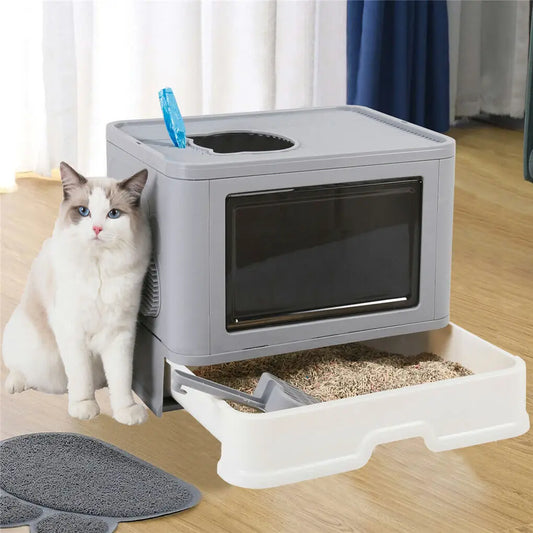 Foldable Litter Box Front Entry & Top Exit