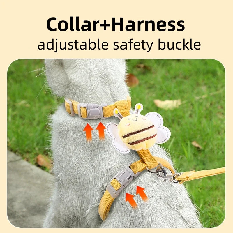 Harness Bee Leash Collar Adjustable