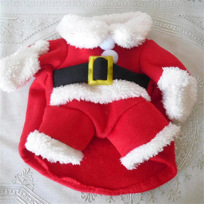 Funny Pet Cat Santa Claus Clothes Christmas Costume For Small Medium Cats Dog Cute Kitten Cosplay Set Photo Props Party Outfits