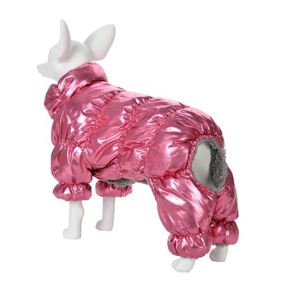 Winter Warm Dog Coat Clothes Thick Fleece Jumpsuit Overalls for Small Medium Dogs Waterproof Elastic Puppy Jacket Pet Outfits