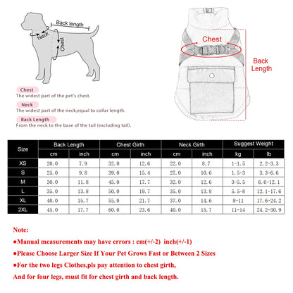 Puppy Clothes with Harness Winter Warm Dog Jacket for Small Medium Dogs Cats Apparel Chihuahua French Bulldog Pug Pet Costume