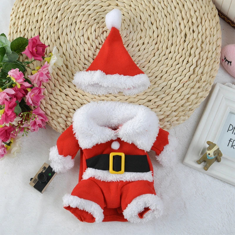 Funny Pet Cat Santa Claus Clothes Christmas Costume For Small Medium Cats Dog Cute Kitten Cosplay Set Photo Props Party Outfits