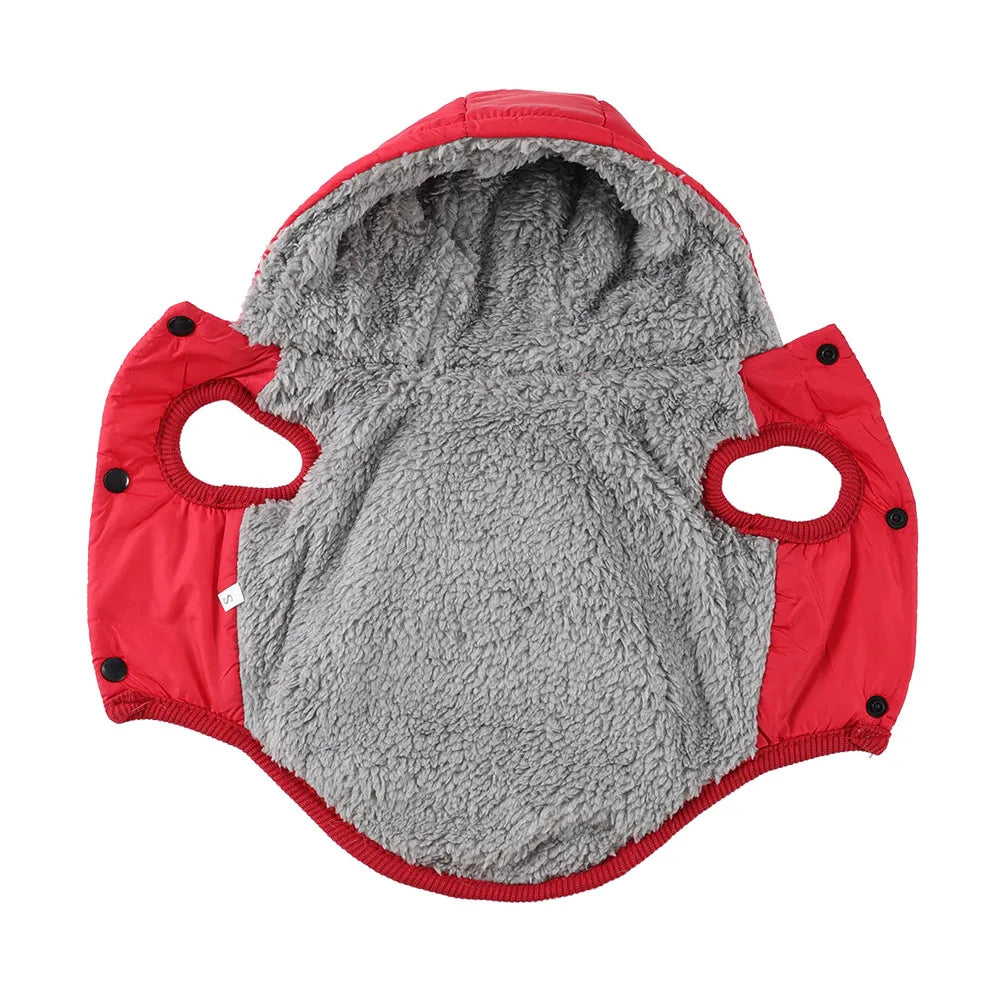 Warm Fleece Dog Coat With Hooded Waterproof Winter Pet Puppy Clothes For Small Medium Dogs Cats French Bulldog Hoodie Costume