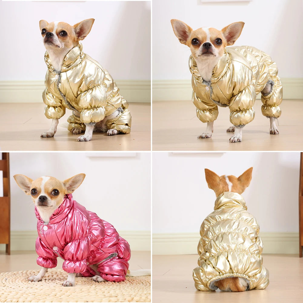 Winter Warm Dog Coat Clothes Thick Fleece Jumpsuit Overalls for Small Medium Dogs Waterproof Elastic Puppy Jacket Pet Outfits