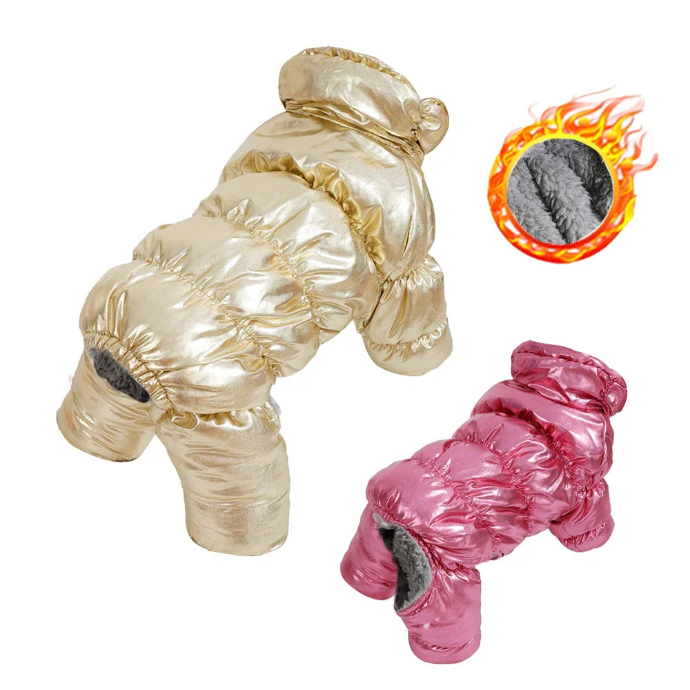 Winter Warm Dog Coat Clothes Thick Fleece Jumpsuit Overalls for Small Medium Dogs Waterproof Elastic Puppy Jacket Pet Outfits