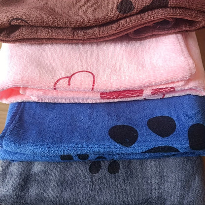 [Quick-Dry Pet Towels] 4pcs Quick-Dry Pet Towels for Medium Dogs | Soft, Absorbent Polyester with Colorful Paw Print Design - Ideal for Bathing and Grooming