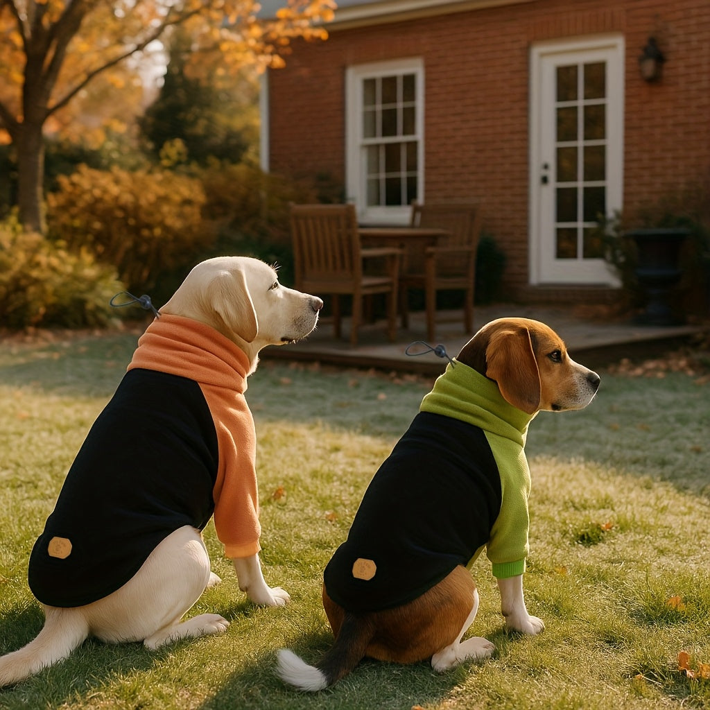 1pc Winter Warm Fleece Dog Sweater - High Neck Thick Pet Hoodie for Large and Medium Breeds - Polyester Pullover Jumpsuit for Autumn and Winter - Machine Washable Dog Outfit for Golden Retrievers, Labradors, and More