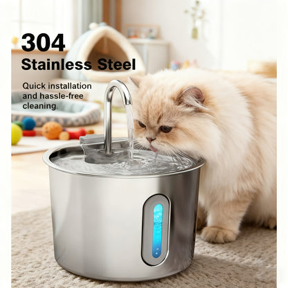 Stainless Steel for cat Water Fountain, 74oz (2.2L) Ultra-Quiet Automatic Pet Water Dispenser for Cats Dogs, No More Stale Water, BPA-Free, Durable Metal Design, Perfect for Small Animals, Multi-Pet Homes, for cat Water Fount