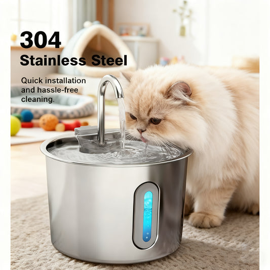 Stainless Steel for cat Water Fountain, 74oz (2.2L) Ultra-Quiet Automatic Pet Water Dispenser for Cats Dogs, No More Stale Water, BPA-Free, Durable Metal Design, Perfect for Small Animals, Multi-Pet Homes, for cat Water Fount