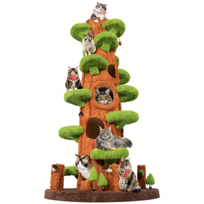 88.6" Extra Large Cat Tree Tower, Solid Wood Cat Tree, Luxury Cat Stuff Clearance, Cat Bed for Multi-Cat Households, Cat Toys for Indoor, Cat Scratcher, Cat Condo, Local Warehouse Cat House, Cat Scratching Post, Cat Climbe Fu