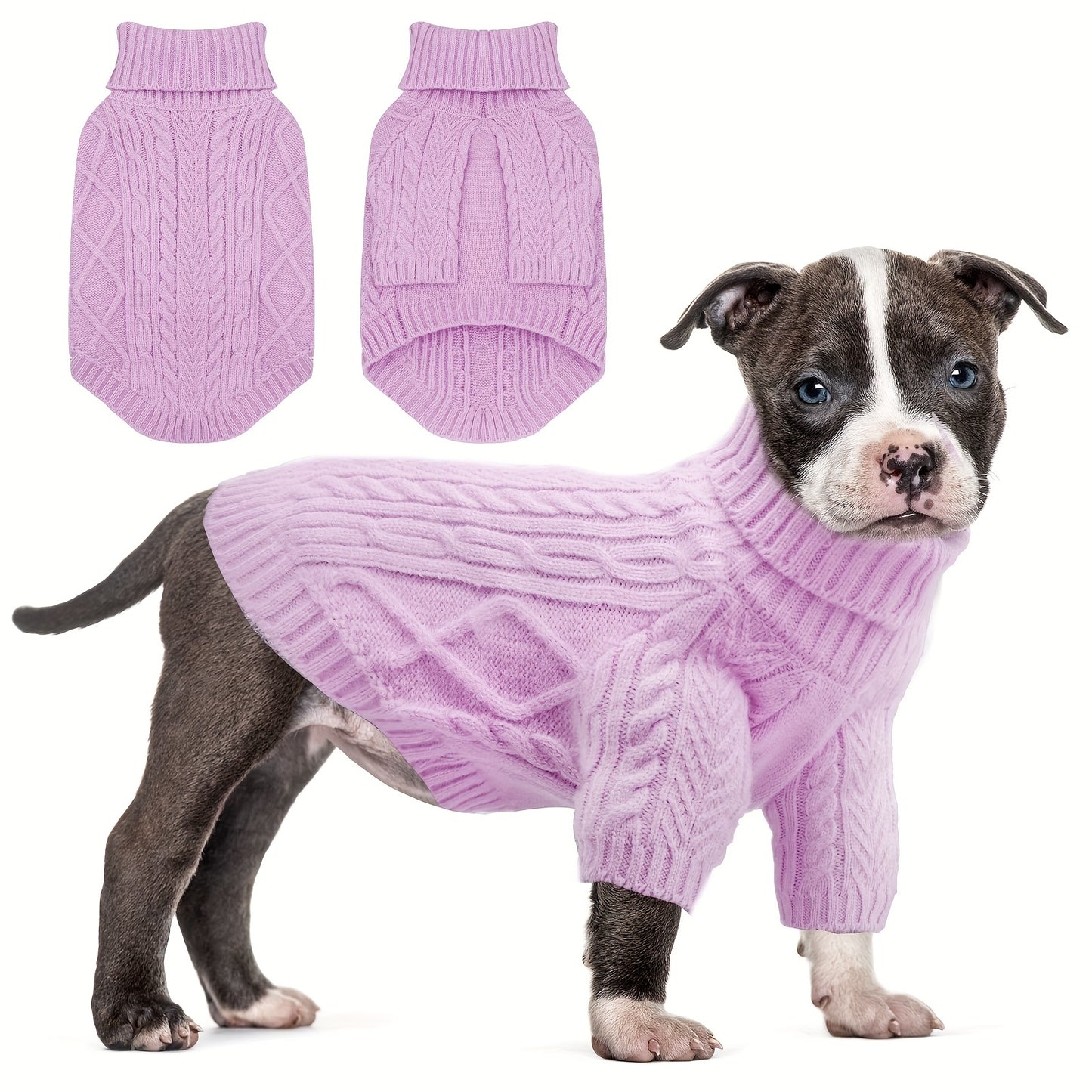 Cozy Pink Turtleneck Dog Sweater - Warm Knit Pullover for Small to Medium Breeds, Soft Long-Sleeve Pet Apparel for Chihuahuas, Bulldogs, Dachshunds, Dog Clothes