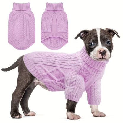 Cozy Pink Turtleneck Dog Sweater - Warm Knit Pullover for Small to Medium Breeds, Soft Long-Sleeve Pet Apparel for Chihuahuas, Bulldogs, Dachshunds, Dog Clothes