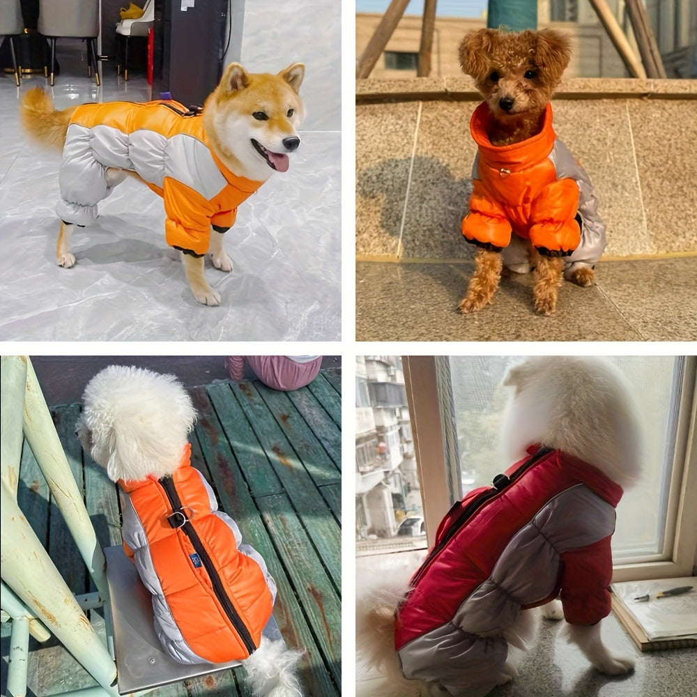 Dog Winter Jacket - Windproof High Neck Pet Coat with Zipper Closure, Warm Thermal Insulation for Small & Medium Dogs, Cute OrangeRed - Cold Weather, Machine Washable Dog Sweater For Winter & Spring, Dog Winter Clothes, Durab