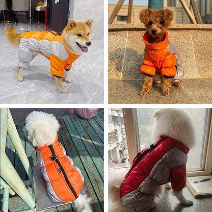 Dog Winter Jacket - Windproof High Neck Pet Coat with Zipper Closure, Warm Thermal Insulation for Small & Medium Dogs, Cute OrangeRed - Cold Weather, Machine Washable Dog Sweater For Winter & Spring, Dog Winter Clothes, Durab