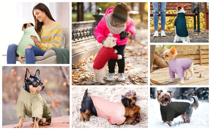 Cozy Pink Turtleneck Dog Sweater - Warm Knit Pullover for Small to Medium Breeds, Soft Long-Sleeve Pet Apparel for Chihuahuas, Bulldogs, Dachshunds, Dog Clothes