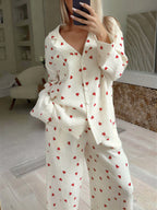 Sweet Whispers Heart Print Pajama Set
