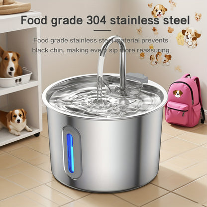 Stainless Steel for cat Water Fountain, 74oz (2.2L) Ultra-Quiet Automatic Pet Water Dispenser for Cats Dogs, No More Stale Water, BPA-Free, Durable Metal Design, Perfect for Small Animals, Multi-Pet Homes, for cat Water Fount