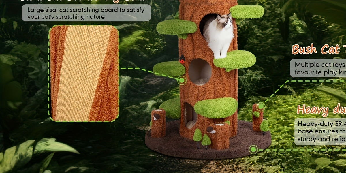 88.6" Extra Large Cat Tree Tower, Solid Wood Cat Tree, Luxury Cat Stuff Clearance, Cat Bed for Multi-Cat Households, Cat Toys for Indoor, Cat Scratcher, Cat Condo, Local Warehouse Cat House, Cat Scratching Post, Cat Climbe Fu