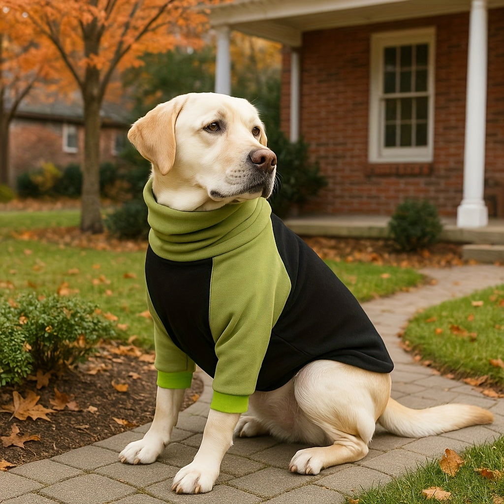 1pc Winter Warm Fleece Dog Sweater - High Neck Thick Pet Hoodie for Large and Medium Breeds - Polyester Pullover Jumpsuit for Autumn and Winter - Machine Washable Dog Outfit for Golden Retrievers, Labradors, and More