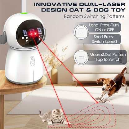 [Interactive Cat Laser Toy] Rechargeable Interactive Cat Laser Toy - Dual Laser Modes & Motion-Activated Fun for Bored Indoor Adult Cats
