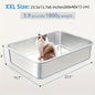 Heavy Duty Large Stainless Steel Cat Litter Box, Rust-Proof, Easy to Clean, for Big Cats and Rabbits, Long-Lasting Durability