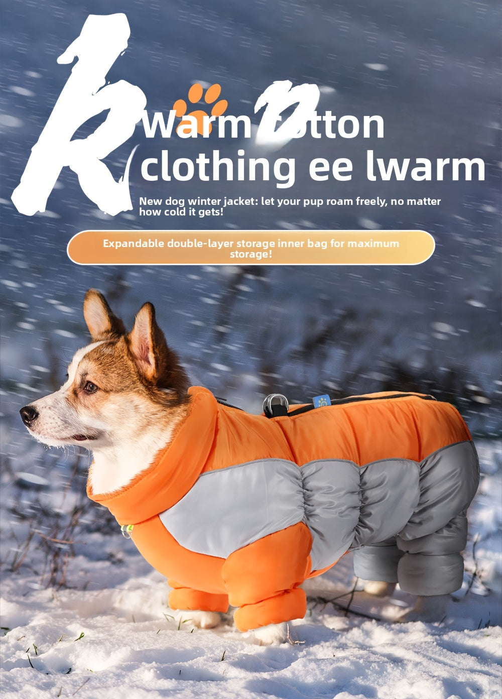 Dog Winter Jacket - Windproof High Neck Pet Coat with Zipper Closure, Warm Thermal Insulation for Small & Medium Dogs, Cute OrangeRed - Cold Weather, Machine Washable Dog Sweater For Winter & Spring, Dog Winter Clothes, Durab