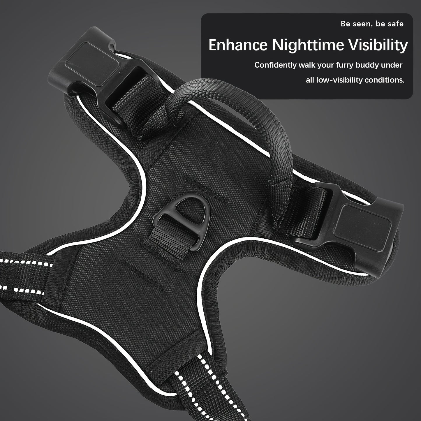 [3pcs Escape-Proof Dog Set] 3pcs Adjustable, Soft, Comfortable Escape-Proof Dog Harness & Leash & Poop Bag Dispenser Set | Breathable Dog Vest, Night Reflex, Suitable for Medium and Large Dogs Walking