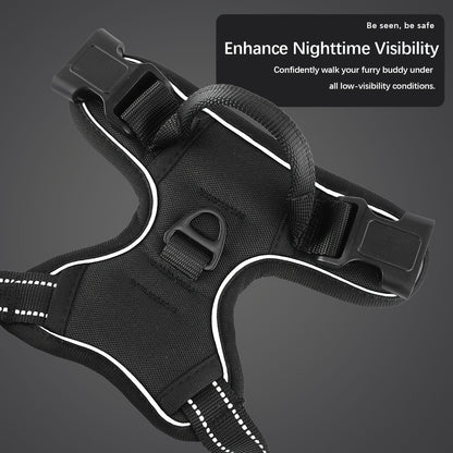 [3pcs Escape-Proof Dog Set] 3pcs Adjustable, Soft, Comfortable Escape-Proof Dog Harness & Leash & Poop Bag Dispenser Set | Breathable Dog Vest, Night Reflex, Suitable for Medium and Large Dogs Walking