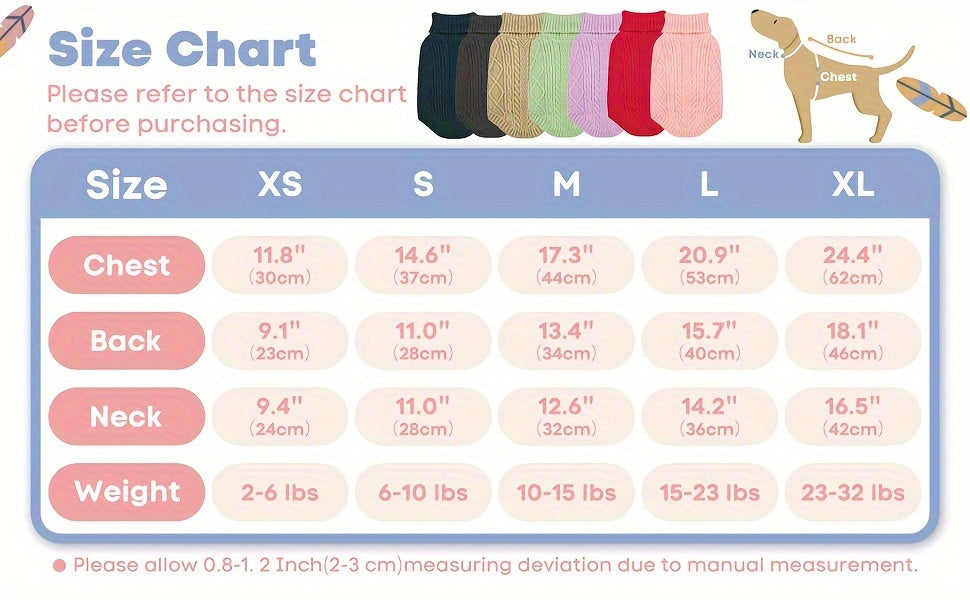 Cozy Pink Turtleneck Dog Sweater - Warm Knit Pullover for Small to Medium Breeds, Soft Long-Sleeve Pet Apparel for Chihuahuas, Bulldogs, Dachshunds, Dog Clothes