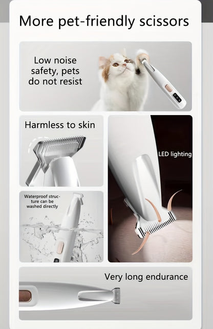 Pet Grooming Clippers with LED Light Support, Safe Low Noise, USB And Battery Longevity., Dog Clippers for Grooming, Pet Nail Clippers with Light, Dog Clippers, Dog Clippers for Grooming Professional, Pet Clippers Cordless, P