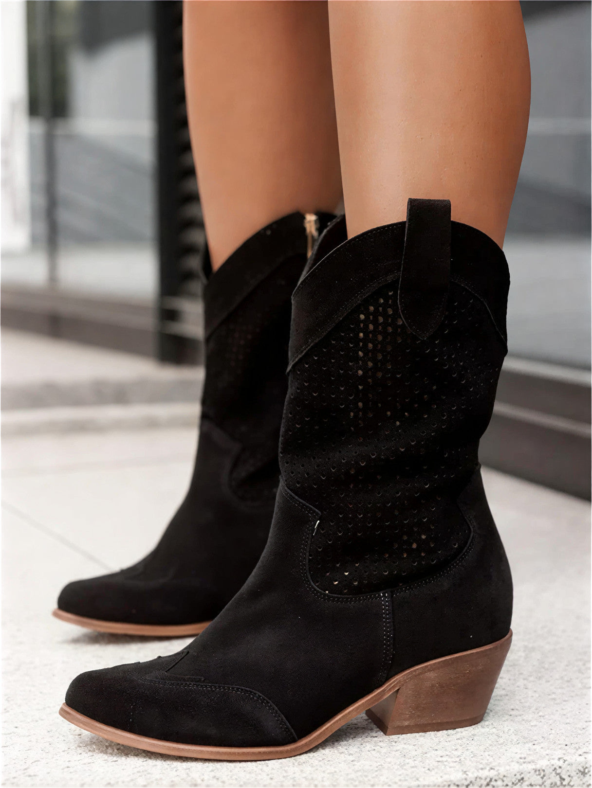 Western Charm Cutout Mid-Calf Boots