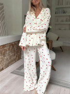 Sweet Whispers Heart Print Pajama Set