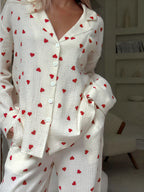 Sweet Whispers Heart Print Pajama Set